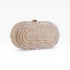 Bolsa Festa Clutch Oval Acrílico Perolado Bege Claro - ReUse