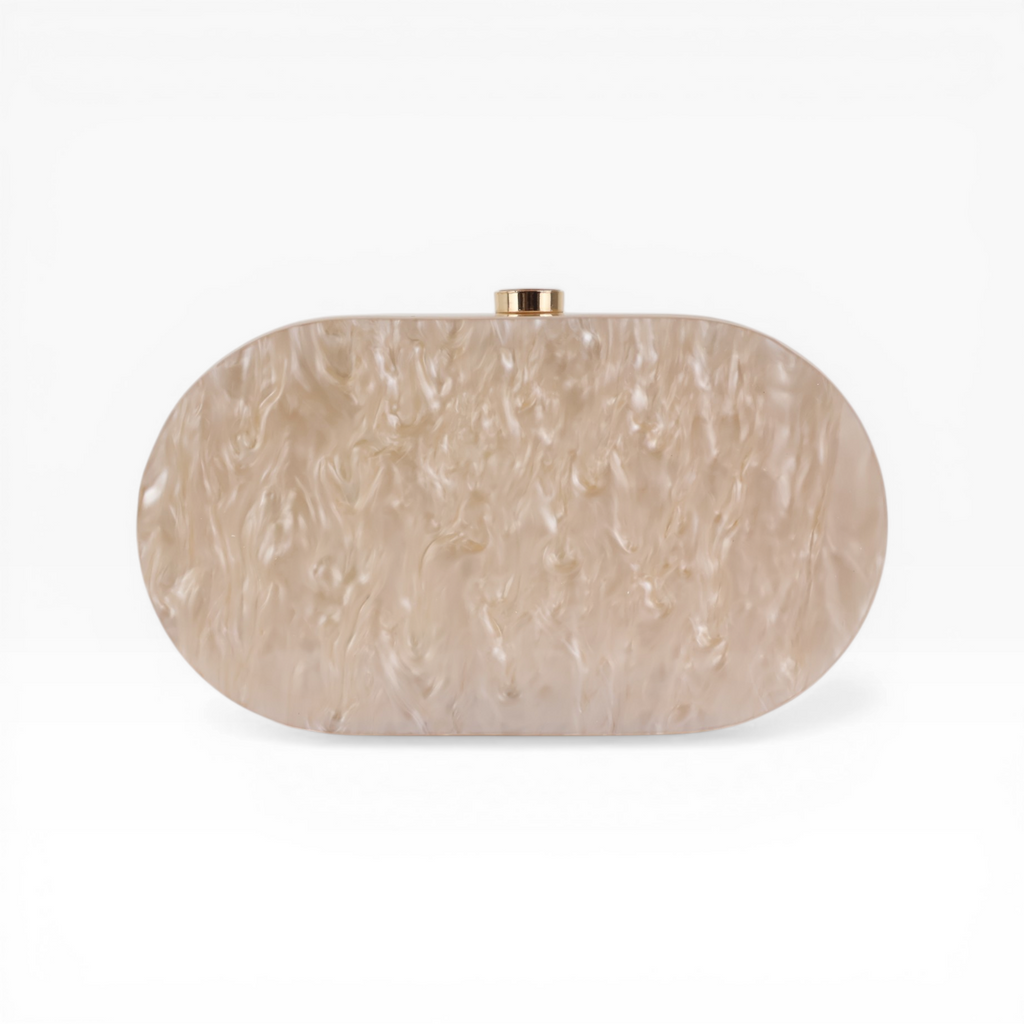 Bolsa Festa Clutch Oval Acrílico Perolado Bege Claro - ReUse