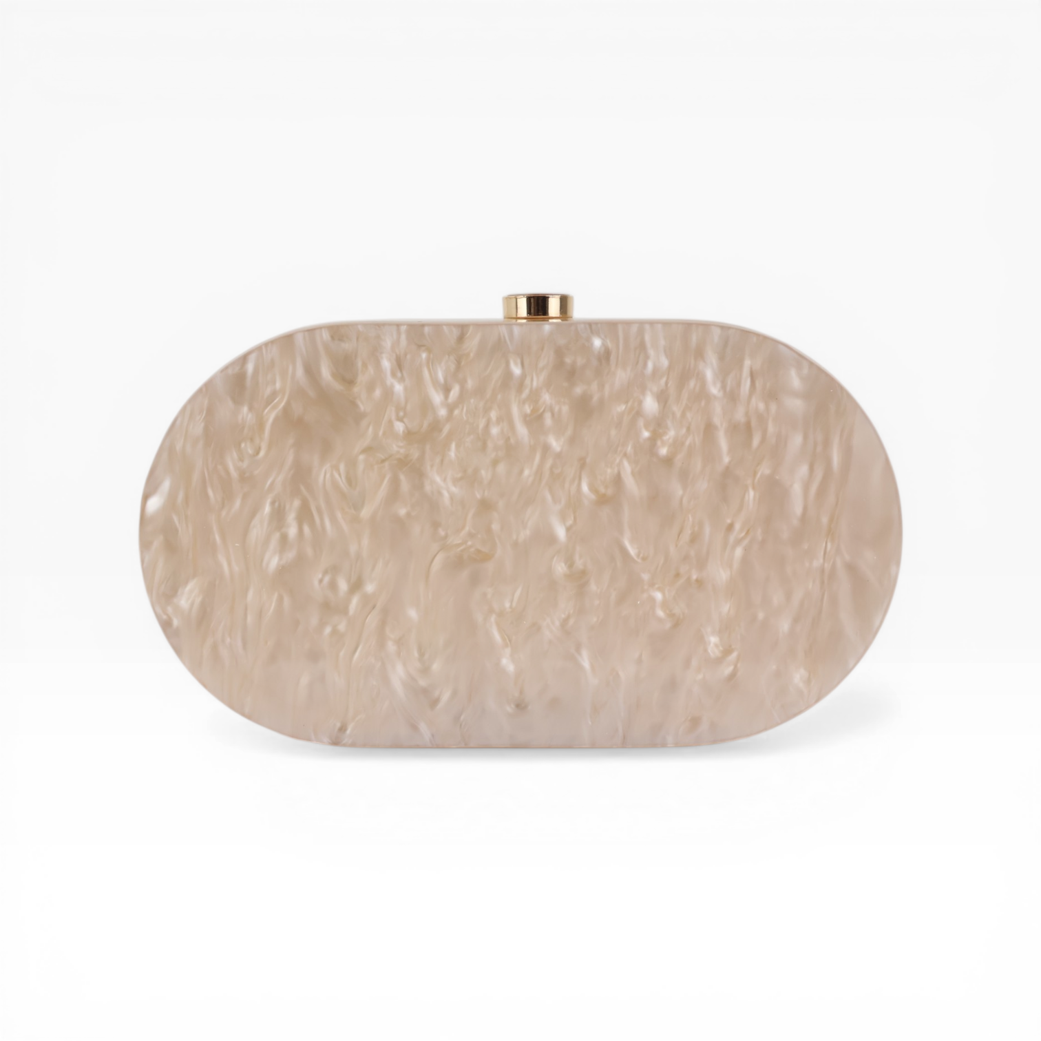 Bolsa Festa Clutch Oval Acrílico Perolado Bege Claro - ReUse