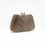 Bolsa Festa Clutch Pedraria Strass Dourada