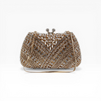 Bolsa Festa Clutch Pedraria Strass Dourada