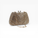 Bolsa Festa Clutch Pedraria Strass Dourada