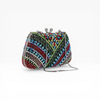 Bolsa Festa Clutch Pedraria Strass Multicolorida