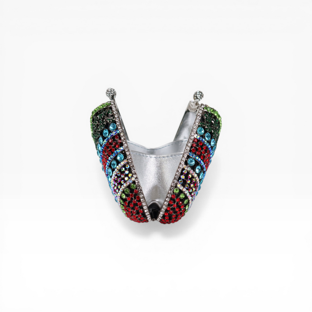 Bolsa Festa Clutch Pedraria Strass Multicolorida