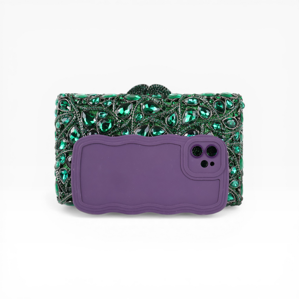 Bolsa Festa Clutch Pedraria Strass Verde