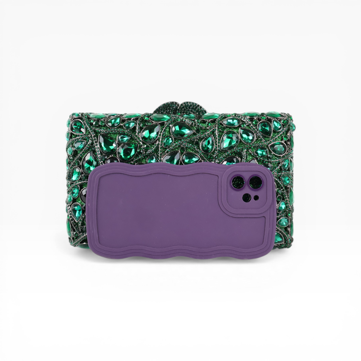 Bolsa Festa Clutch Pedraria Strass Verde