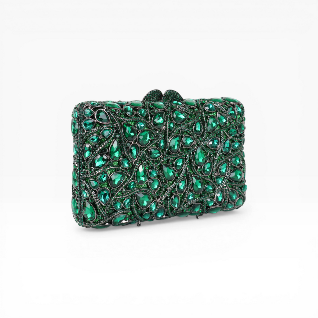 Bolsa Festa Clutch Pedraria Strass Verde