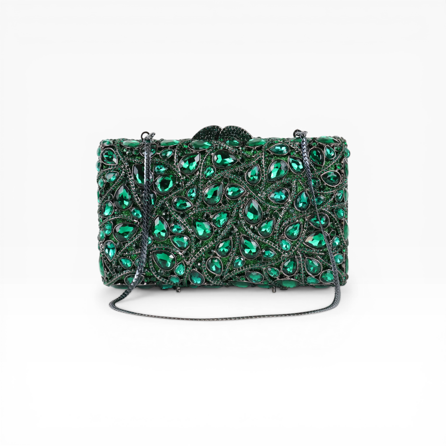 Bolsa Festa Clutch Pedraria Strass Verde