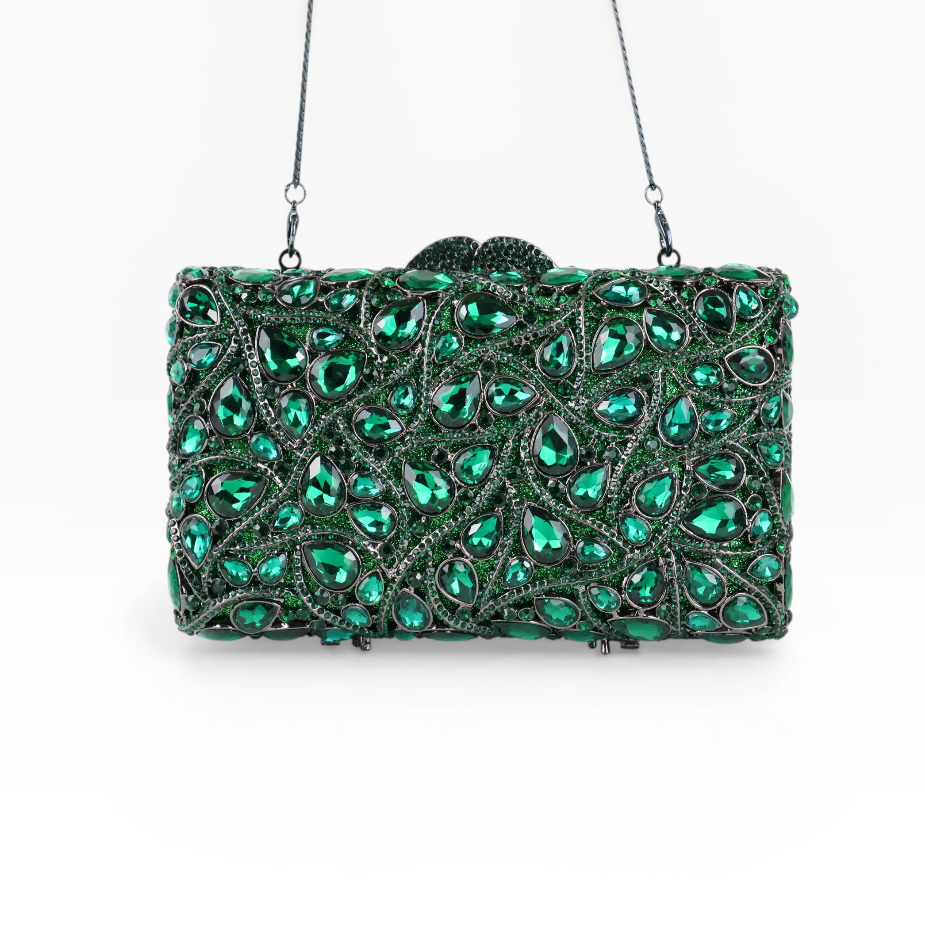 Bolsa Festa Clutch Pedraria Strass Verde