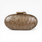 Bolsa Festa Clutch Oval Acrílico Perolado Marrom