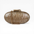 Bolsa Festa Clutch Oval Acrílico Perolado Marrom