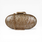Bolsa Festa Clutch Oval Acrílico Perolado Marrom