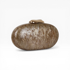 Bolsa Festa Clutch Oval Acrílico Perolado Marrom