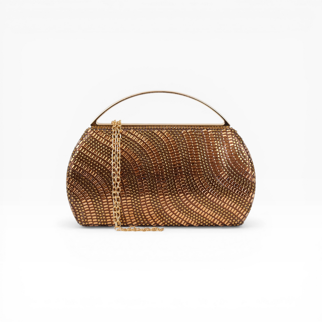 Bolsa de Mão Vidrilhos Dourada Escuro