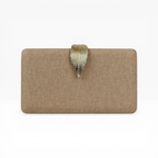 Bolsa de Festa Clutch Fecho Folha Bege