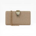 Bolsa de Festa Clutch Fecho Folha Bege