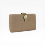 Bolsa de Festa Clutch Fecho Folha Bege