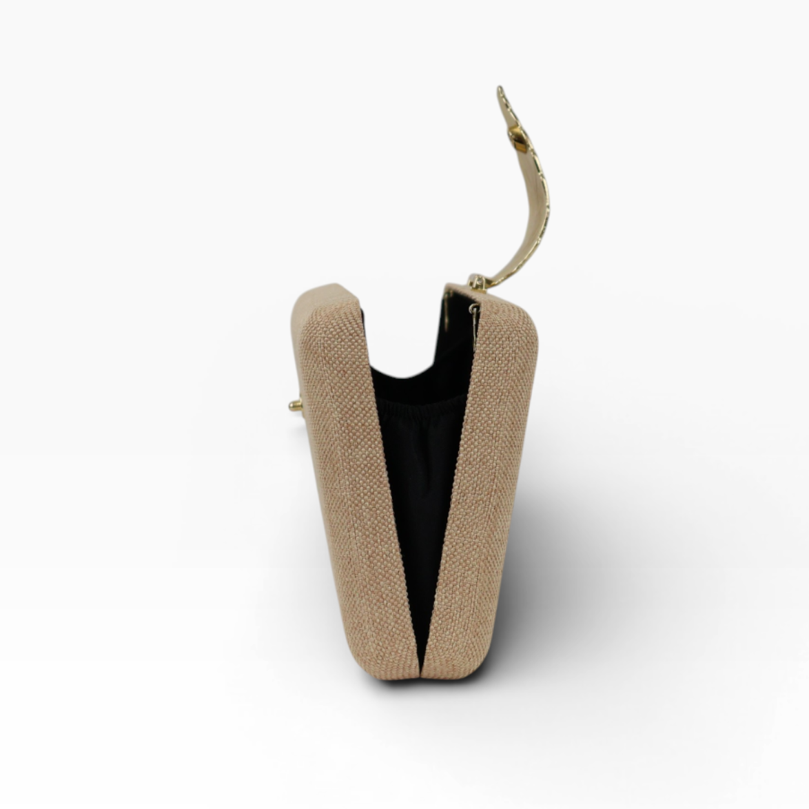 Bolsa de Festa Clutch Fecho Folha Bege
