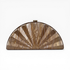 Bolsa de Festa Clutch Acrílico Perolado Meia Lua Marrom