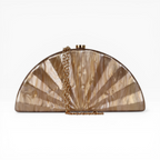 Bolsa de Festa Clutch Acrílico Perolado Meia Lua Marrom