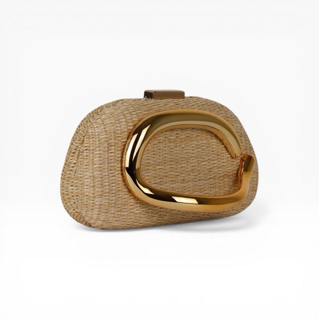 Bolsa de Festa Clutch Palha Bege