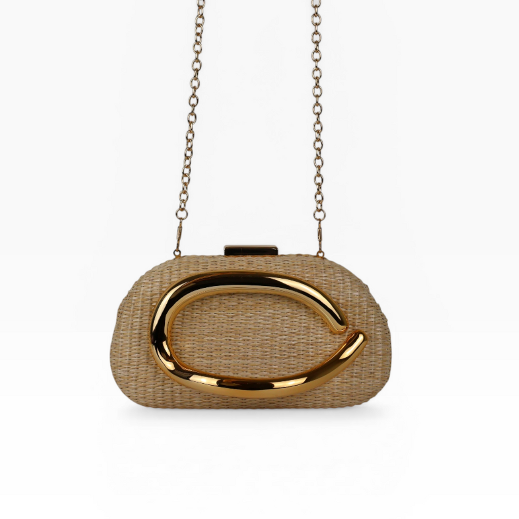 Bolsa de Festa Clutch Palha Bege