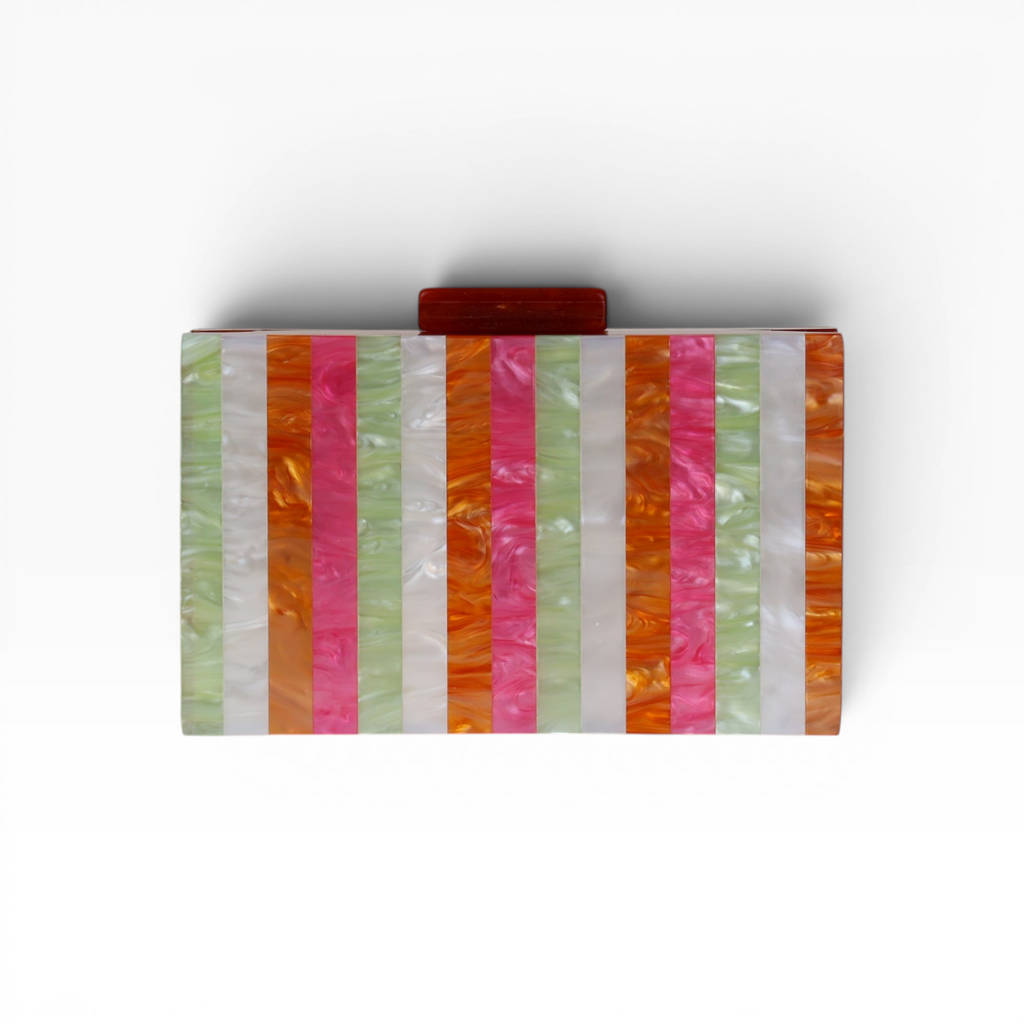 Bolsa de Festa Clutch Acrílico Listras Laranja