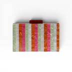 Bolsa de Festa Clutch Acrílico Listras Laranja