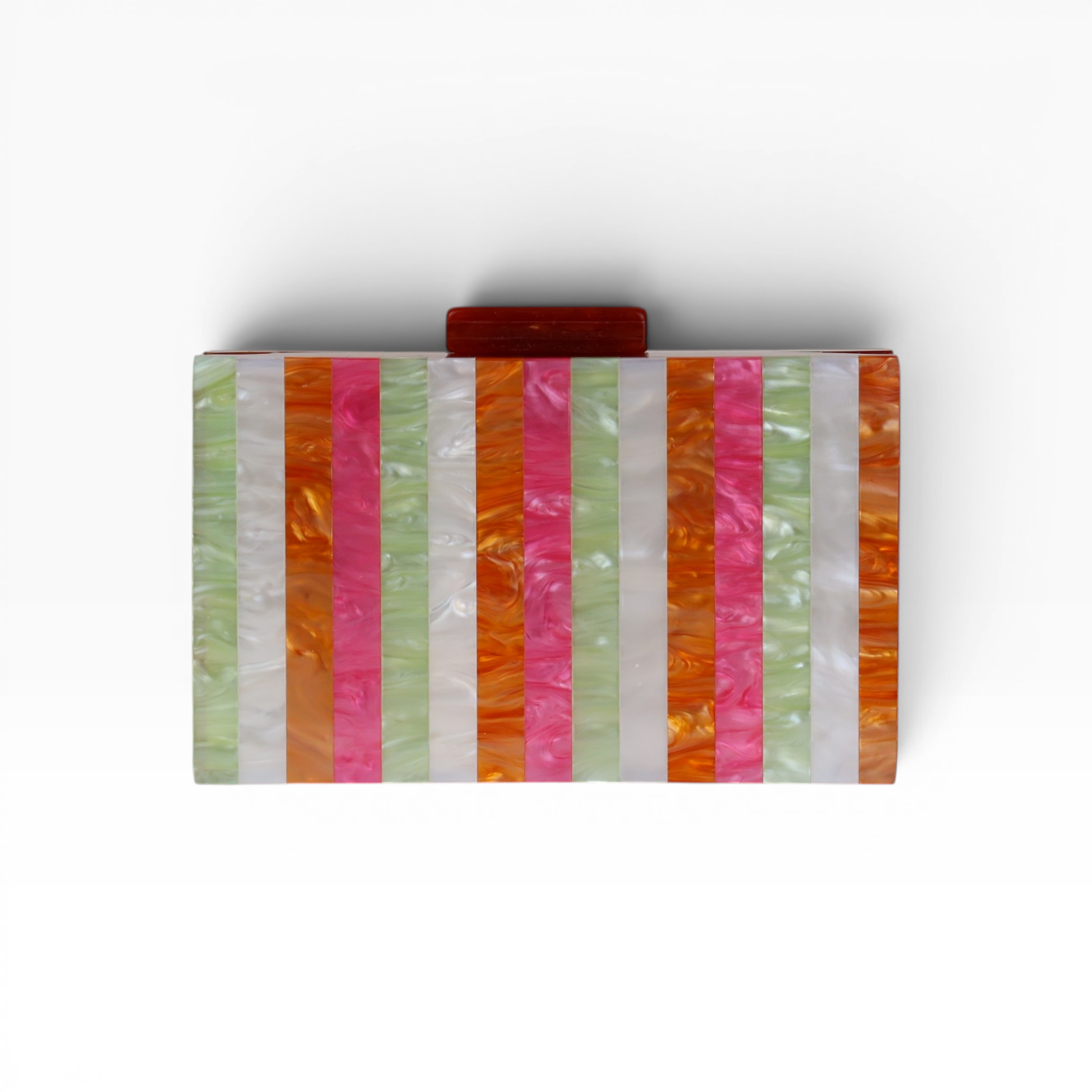 Bolsa de Festa Clutch Acrílico Listras Laranja