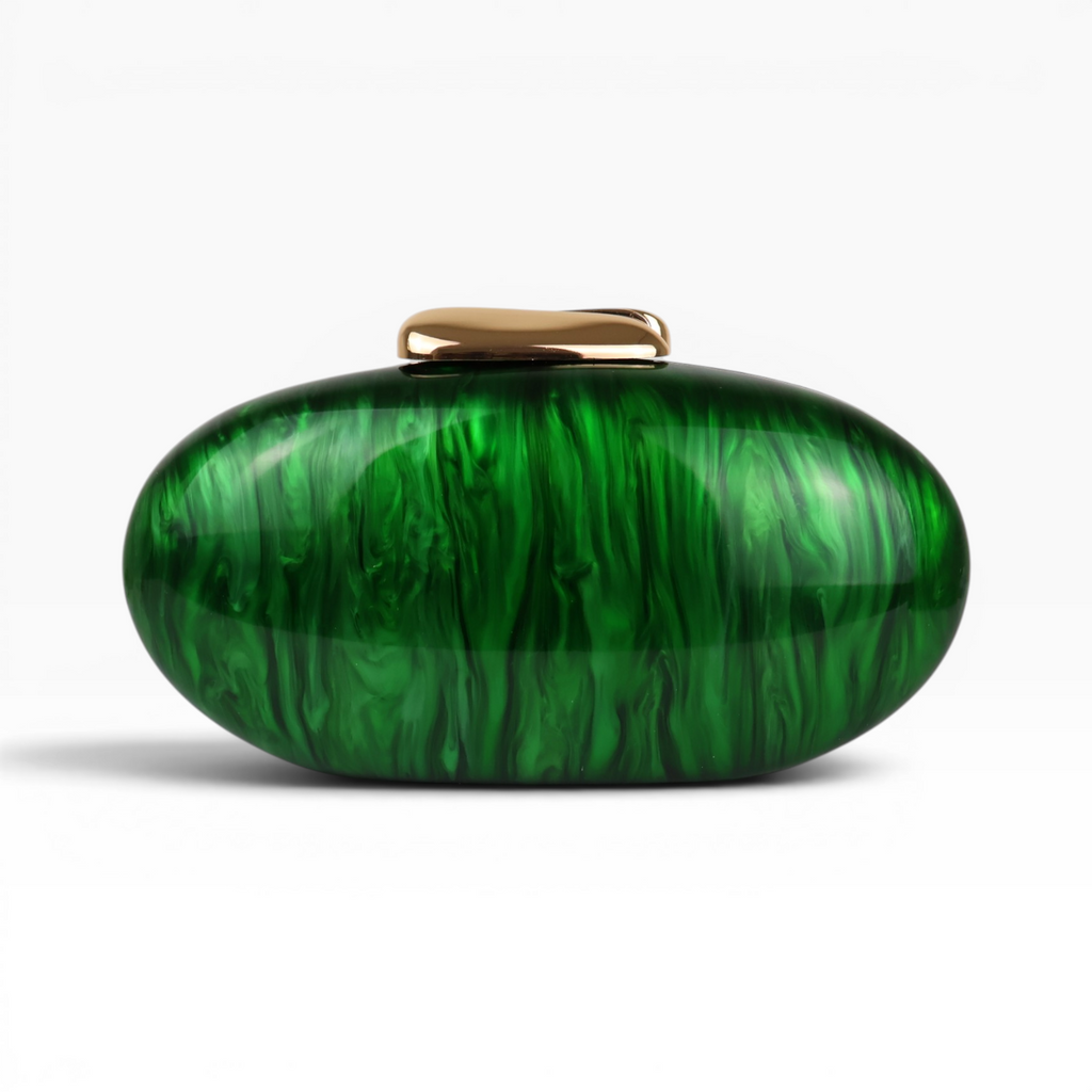 Bolsa Festa Clutch Oval Acrílico Perolado Verde
