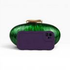 Bolsa Festa Clutch Oval Acrílico Perolado Verde