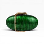 Bolsa Festa Clutch Oval Acrílico Perolado Verde