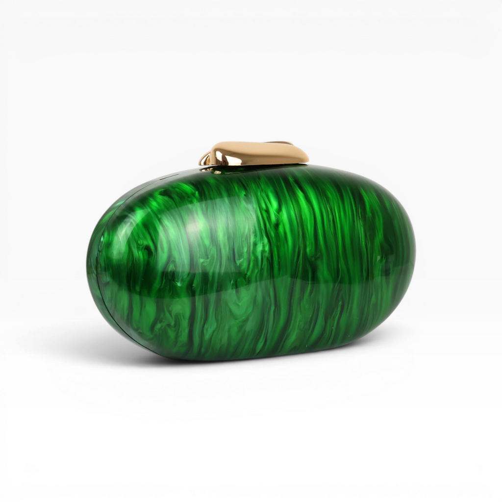 Bolsa Festa Clutch Oval Acrílico Perolado Verde