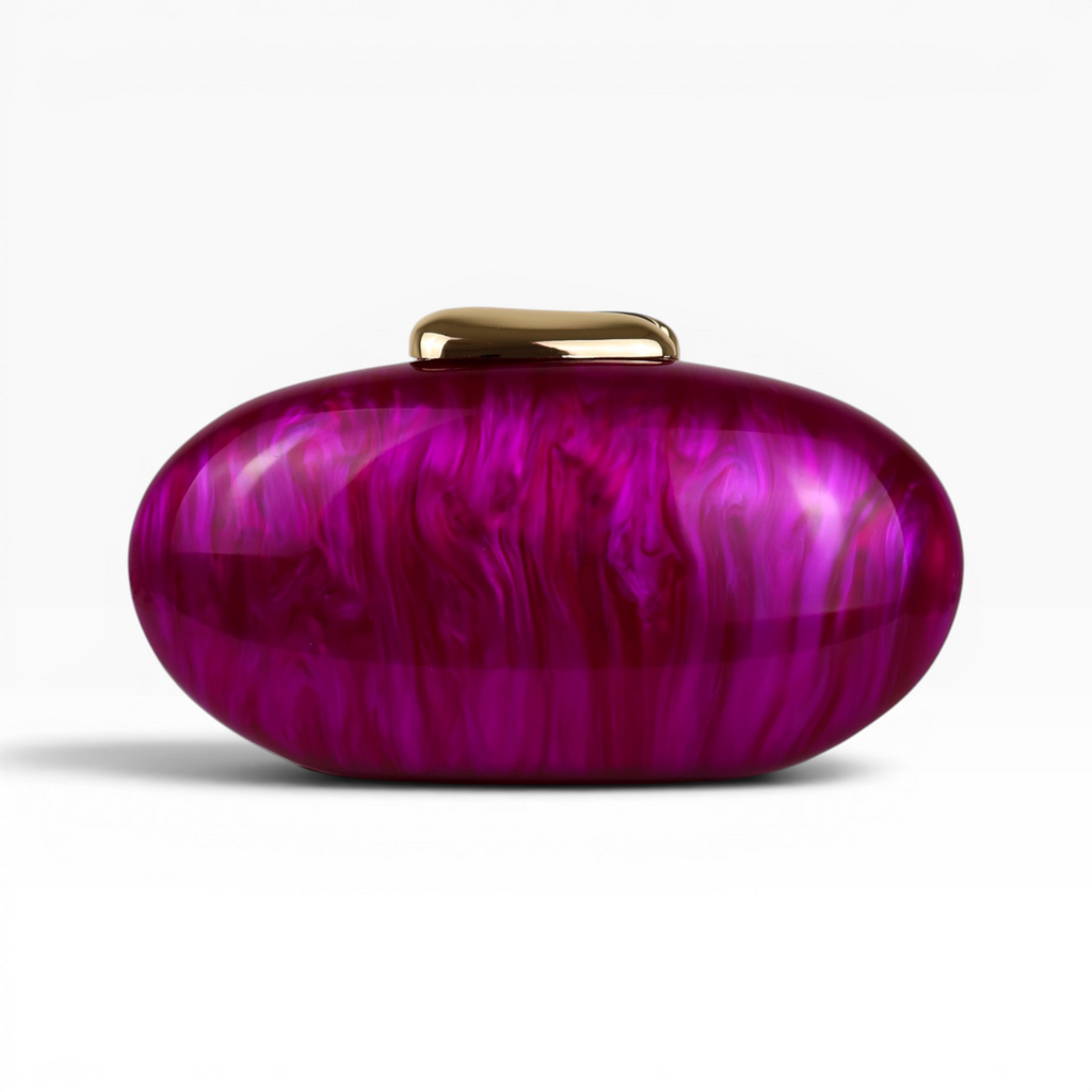 Bolsa Festa Clutch Oval Acrílico Perolado Fúcsia