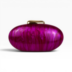 Bolsa Festa Clutch Oval Acrílico Perolado Fúcsia