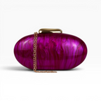 Bolsa Festa Clutch Oval Acrílico Perolado Fúcsia