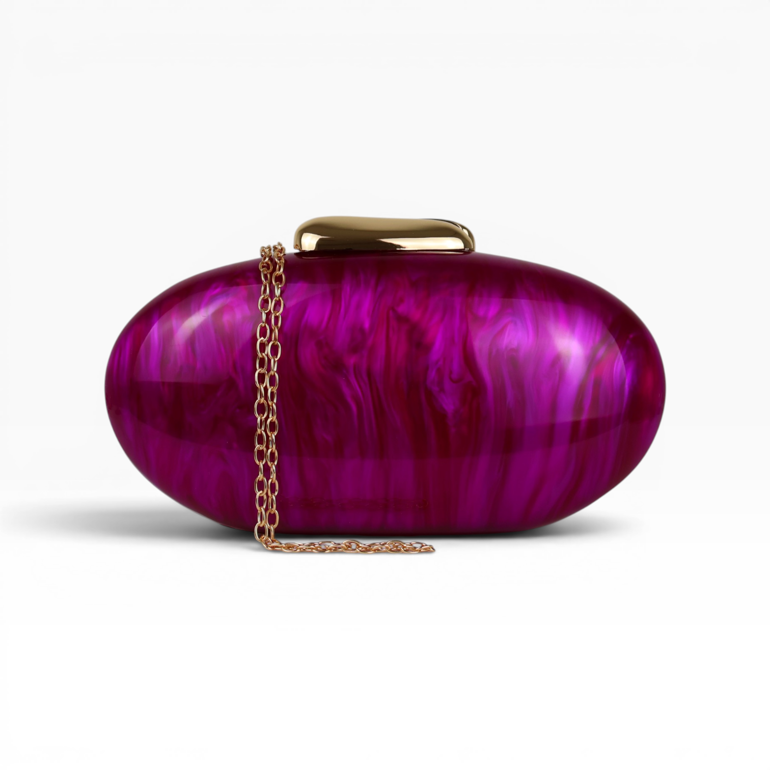 Bolsa Festa Clutch Oval Acrílico Perolado Fúcsia