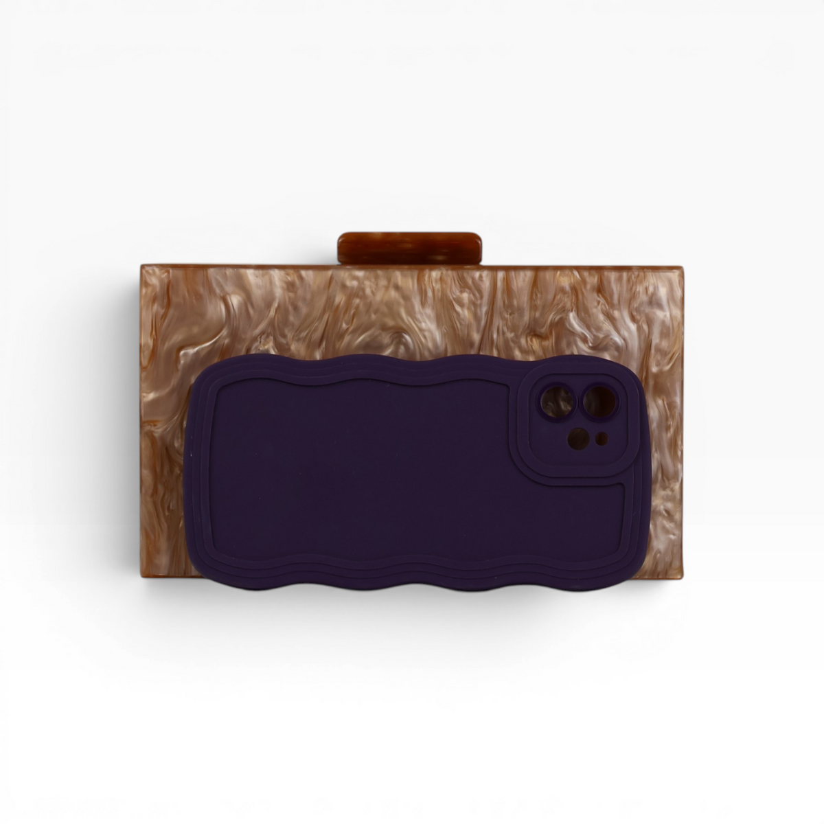 Bolsa Festa Clutch Acrílico Marrom