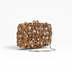 Bolsa Festa Clutch Pedraria Strass Dourada