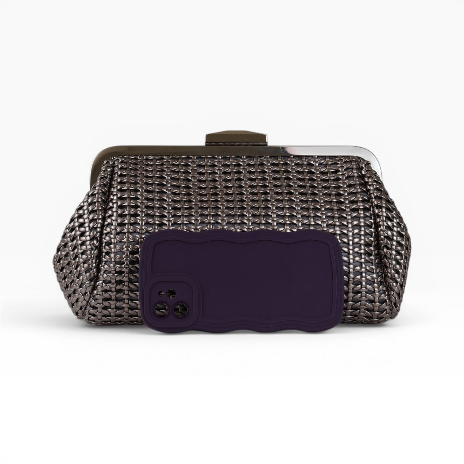 Bolsa de Mão Pouch Prata Envelhecida