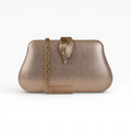 Bolsa Clutch Festa Fecho de Folha Champagne