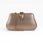 Bolsa Clutch Festa Fecho de Folha Champagne