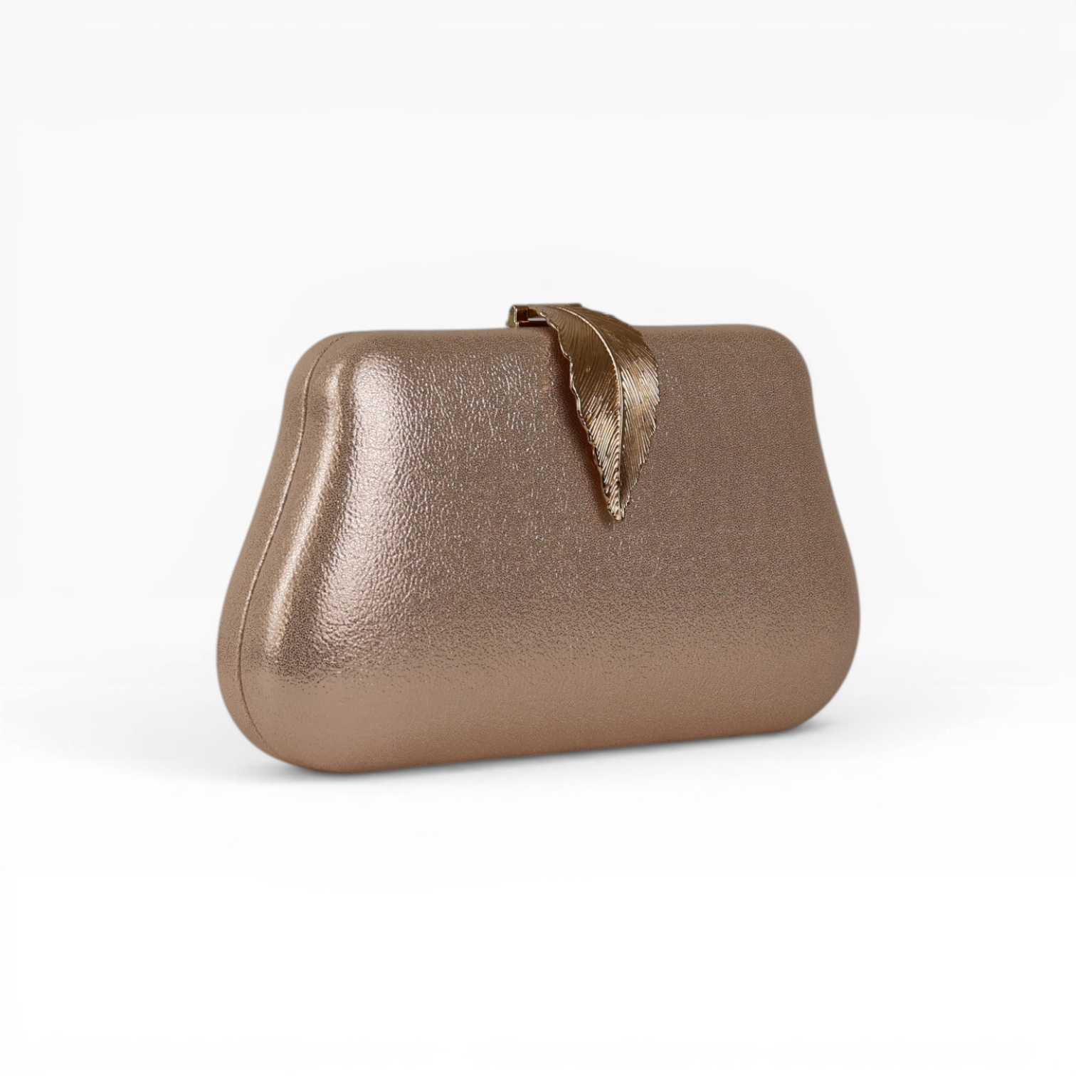 Bolsa Clutch Festa Fecho de Folha Champagne