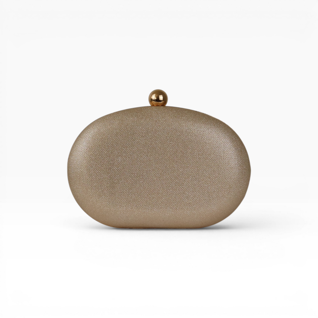 Bolsa Clutch Festa Oval Dourada Com Brilho