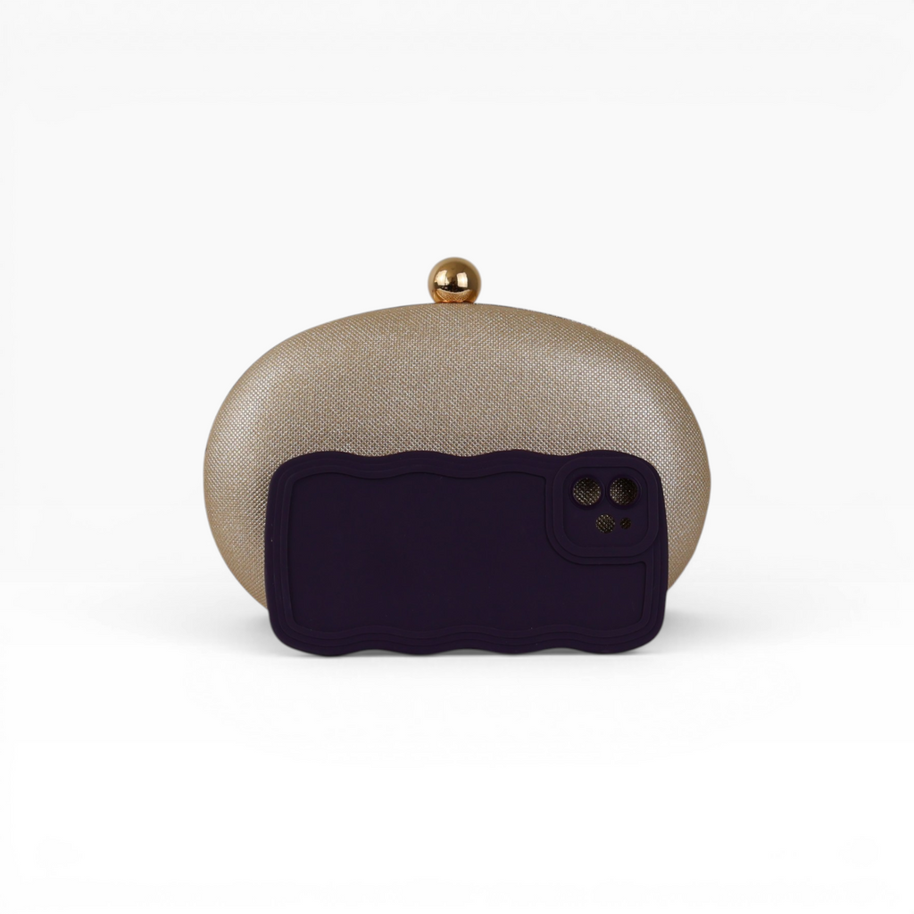 Bolsa Clutch Festa Oval Dourada Com Brilho