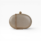 Bolsa Clutch Festa Oval Dourada Com Brilho