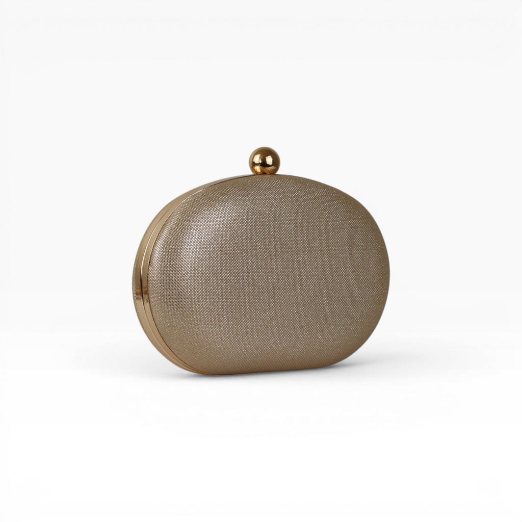 Bolsa Clutch Festa Oval Dourada Com Brilho
