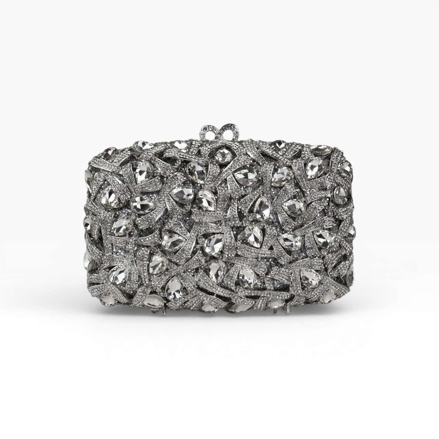 Bolsa Festa Clutch Pedraria Strass Prateada