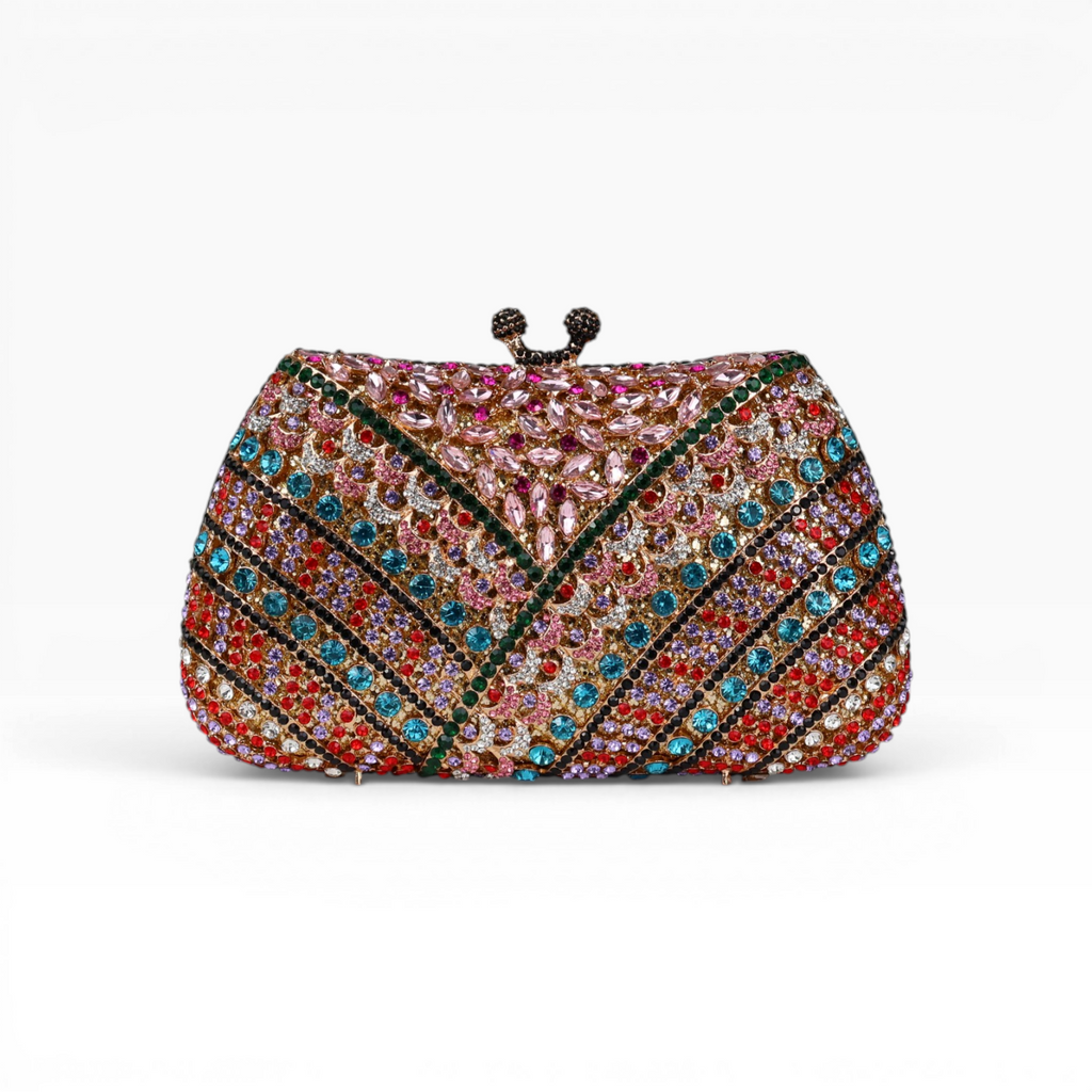 Bolsa Festa Clutch Pedraria Strass Colorida