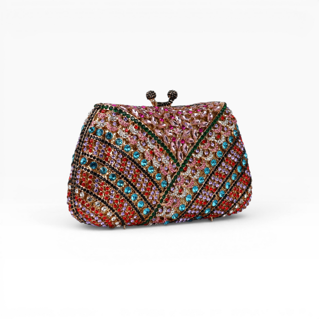 Bolsa Festa Clutch Pedraria Strass Colorida